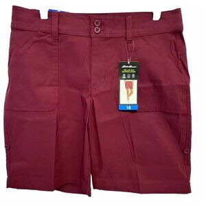 Womens Shorts Red Eddie Bauer Roll Hem Bermuda Lightweight Adjustable